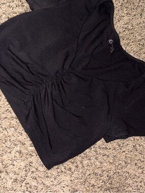 Black Ruched Front Short Sleeve Top